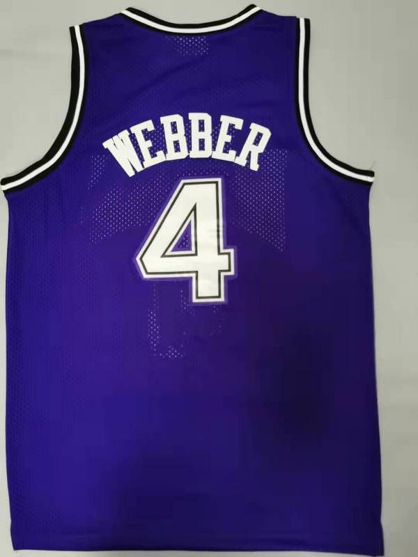 Men Sacramento Kings #4 Webber Purple Throwback Gourmet mesh NBA Jersey